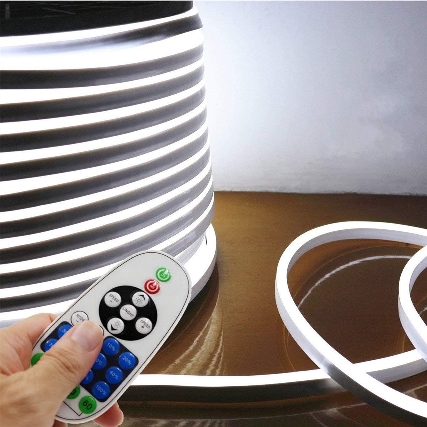 Tira de luces LED de neón (110  120 V, 60 ledesm, resistente al agua, 5050 SMD, con control remoto)