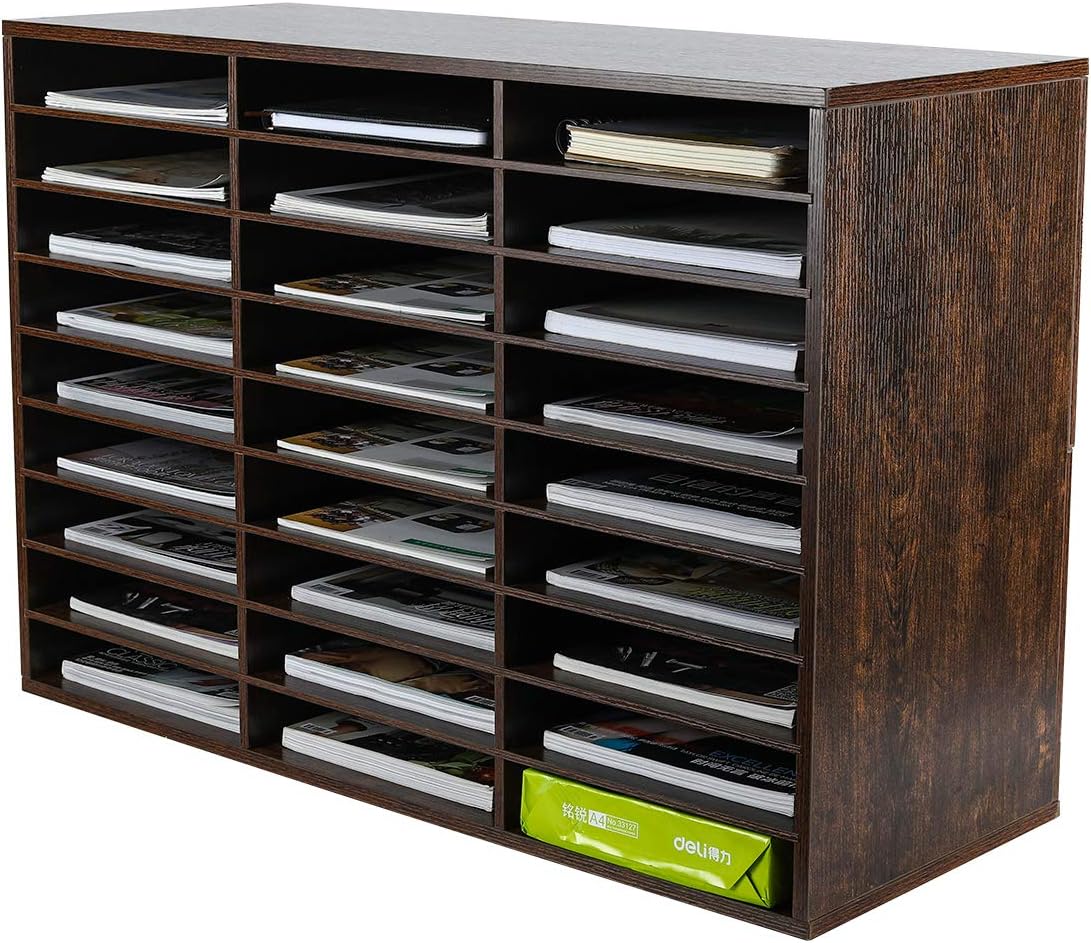 PAG Organizador clasificador de correo, organizador de literatura de madera, buzón de estudiante para aula, organizador de papel de factura de