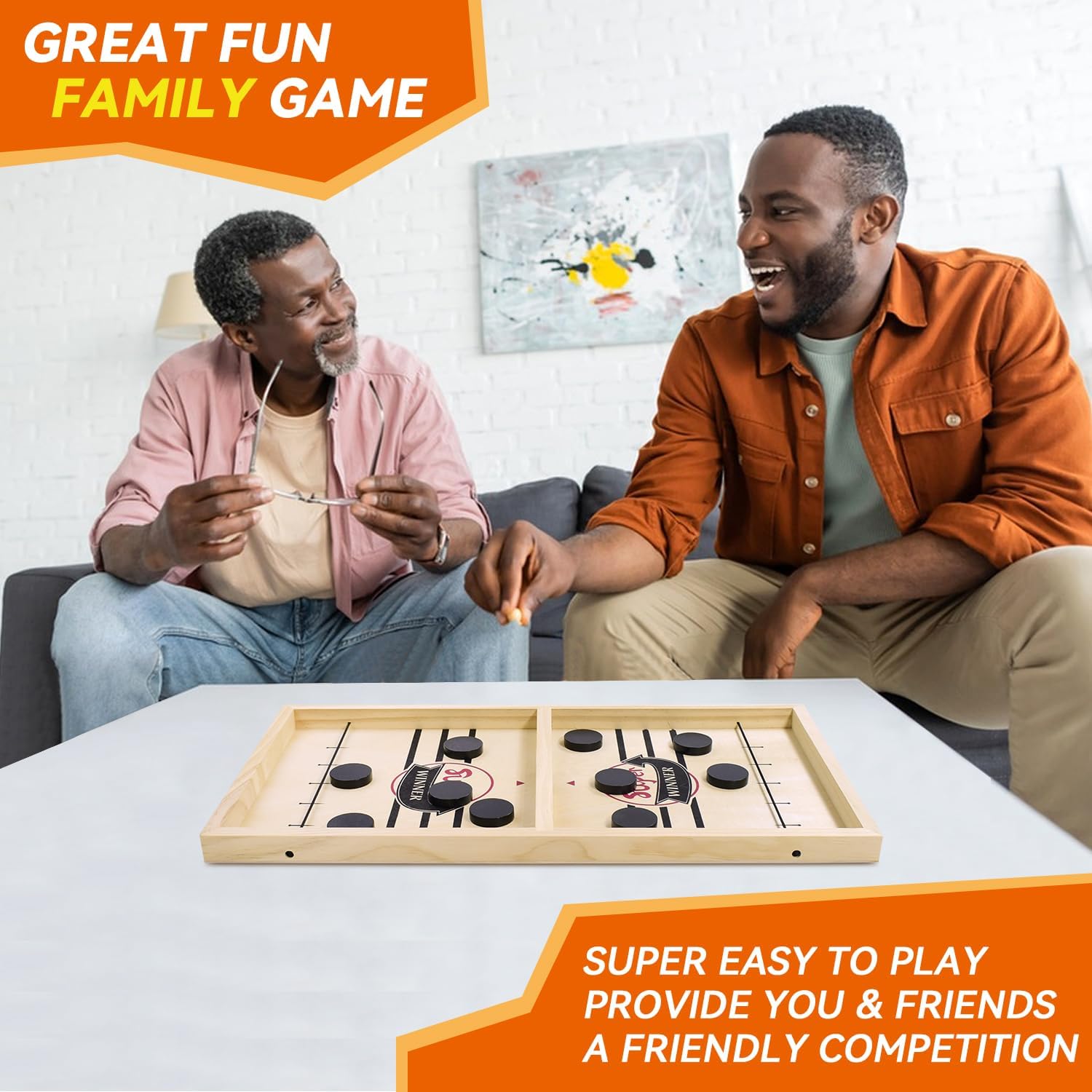 BAKAM Juego de disco de cabestrillo súper rápido, juego de hockey de mesa portátil para niños y adultos, juegos de tirachinas de mesa para niños y