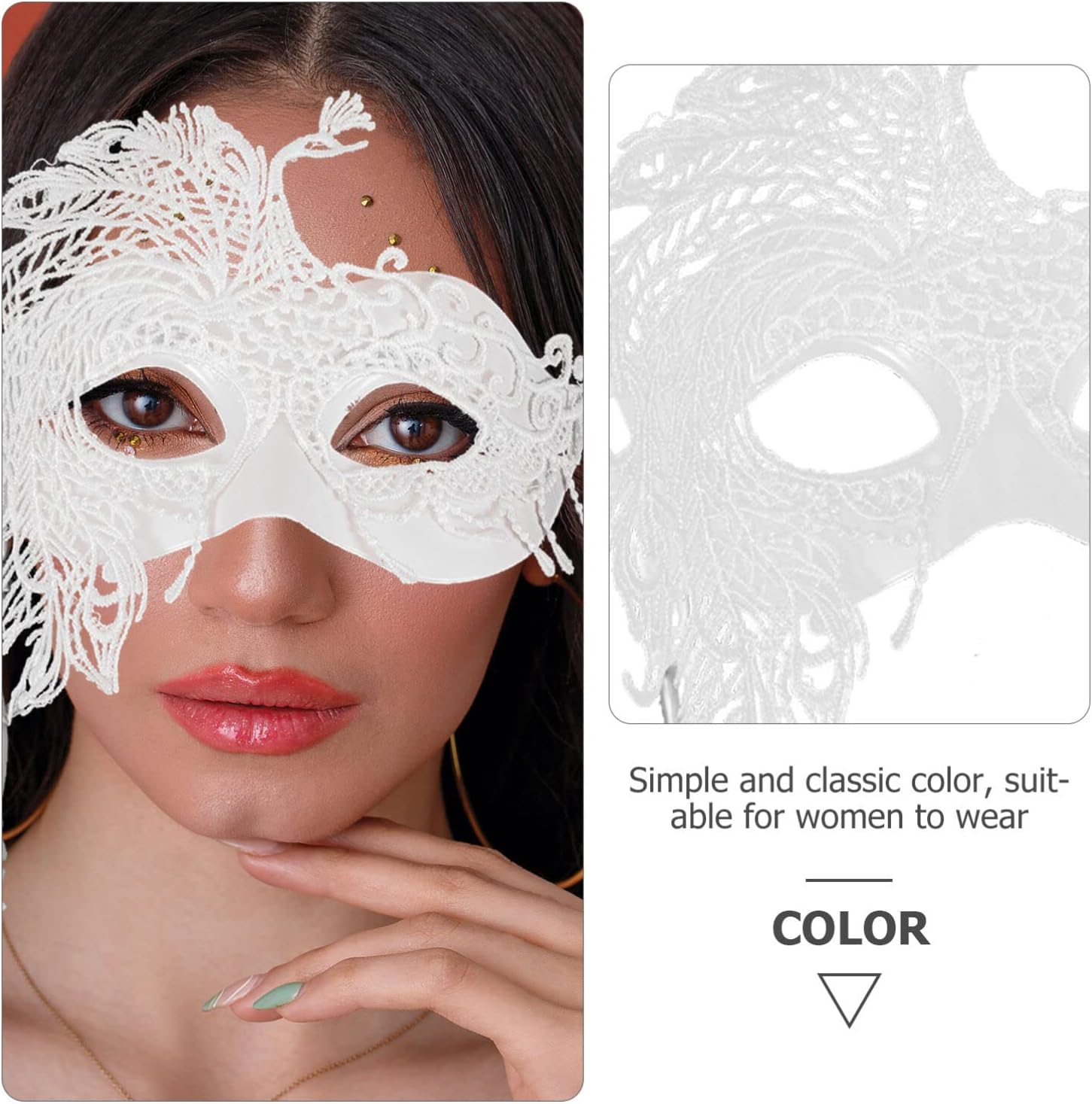 SOIMISS Máscara de mano de encaje para fiesta, corona, máscara para baile de máscaras, máscara veneciana de mascarada, trajes de juego de rol,