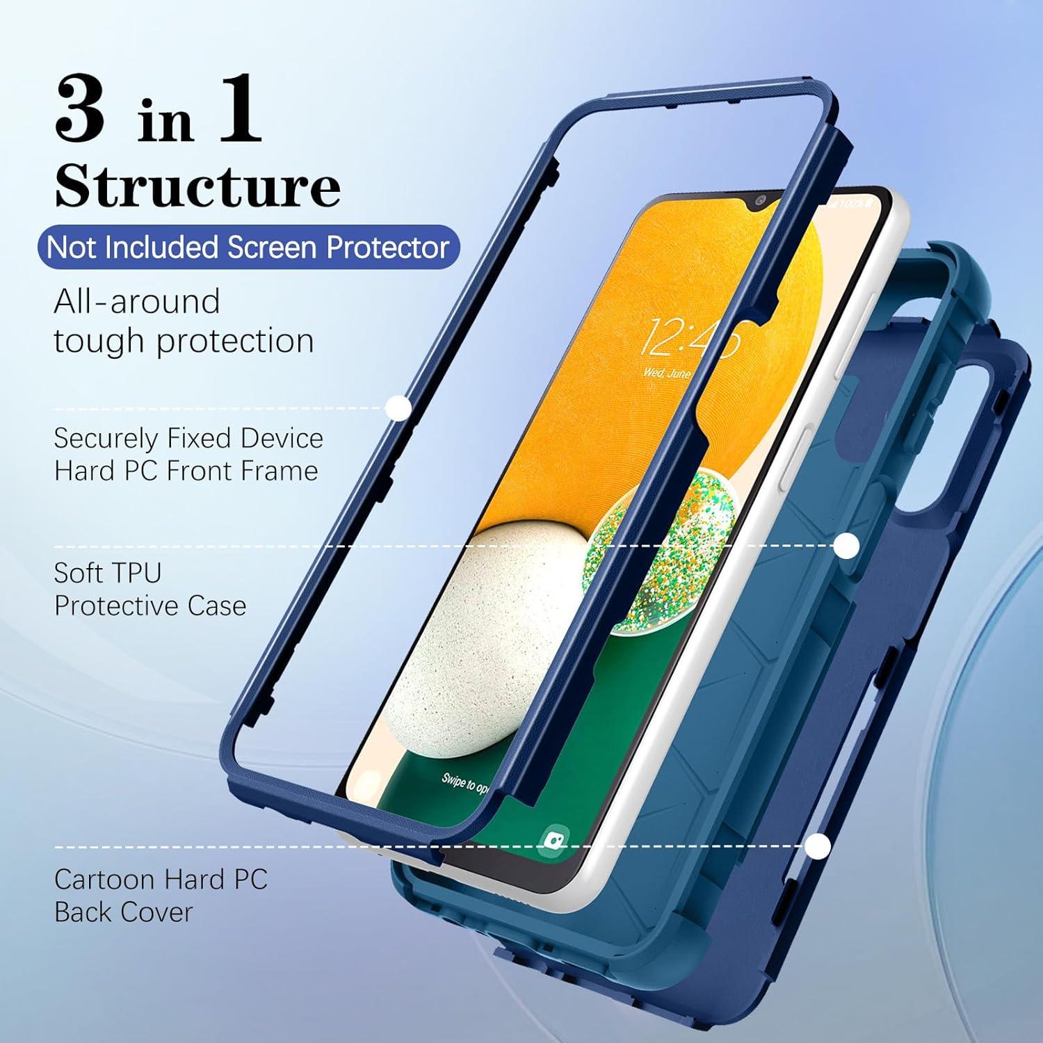 Oqplog Funda de teléfono resistente para Samsung A54 de 6.4 pulgadas para niños, niñas y mujeres, linda funda rígida de dibujos animados de anime,