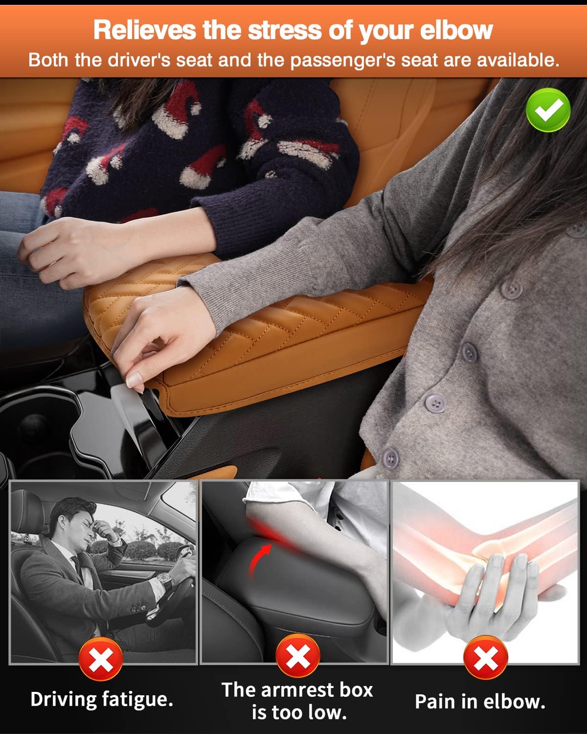 Cubierta para consola central hecha de piel sintética cubierta protectora para reposabrazos de asiento con ajuste personalizable