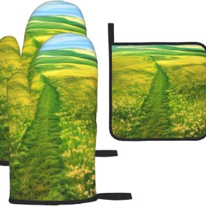 Grassland Paths Anti-Scald Gloves and Pot Holders 3-Piece Set for Kitchen Baking and Grilling Christmas Mother’s Day Housewarming Gift Grassland Paths Anti-Scald Gloves and Pot Holders 3-Piece Set for Kitchen Baking and Grilling Christmas Mother’s Day Housewarming Gift