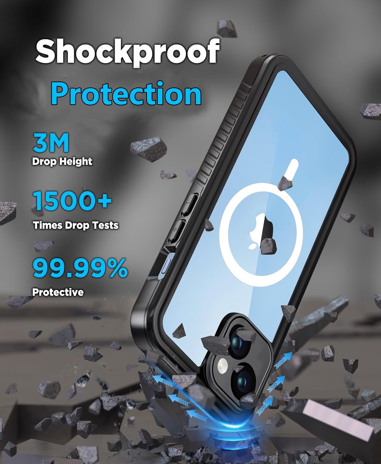 Unitedtime – Funda magnética para iPhone 14 impermeable con protector de pantalla integrado, compatible con MagSafe a prueba de golpes, a prueba de
