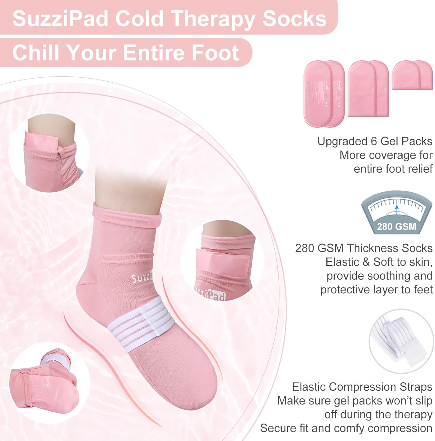 SuzziPad Paquete de cuidado de quimioterapia para mujeres y hombres, guantes y calcetines de quimioterapia para neuropatía, gorras frías para