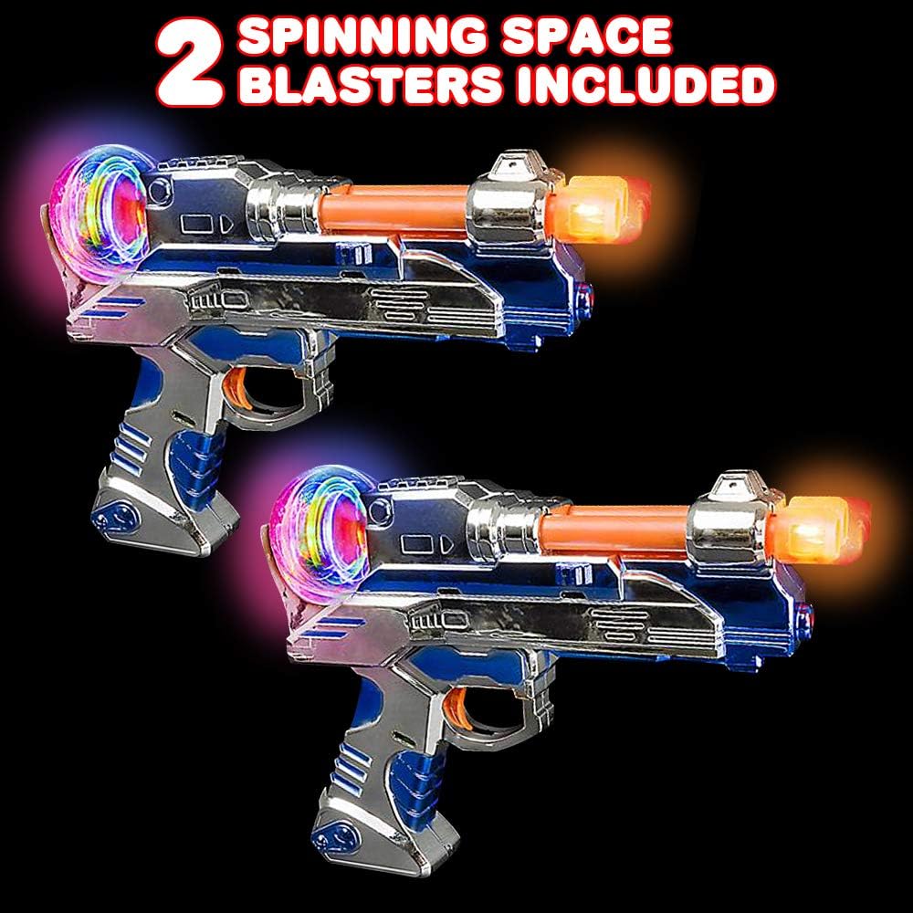 ArtCreativity Super Spinning Space Blaster – Juego de pistola de juguete con LED intermitentes y efectos de sonido, juego de 2, pistolas de juguete