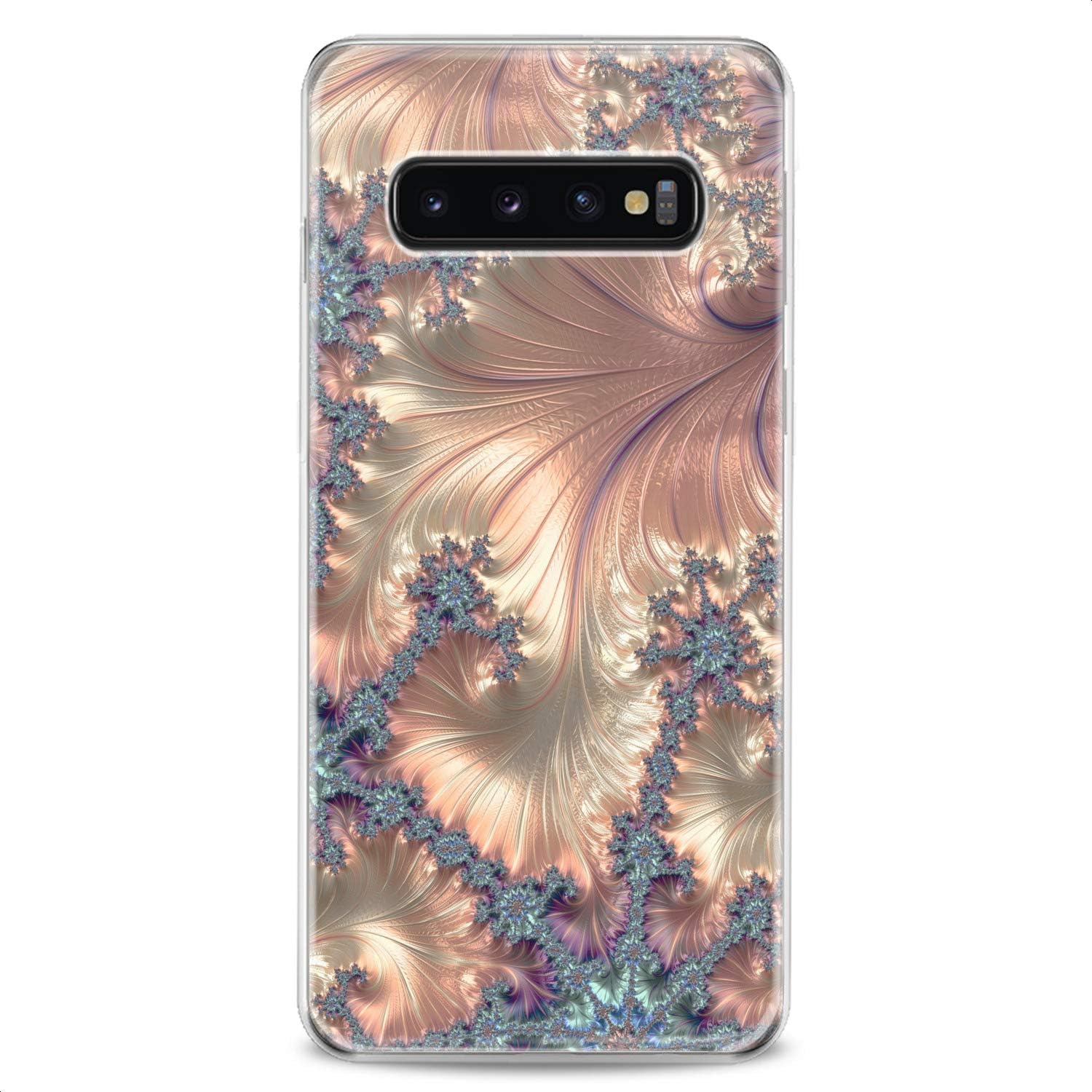 Cavka Funda compatible con Samsung S24 S23 S22 Plus S21 FE Ultra S20+ S10 Note 20 S10e S9 Cute Art Fractals Golden Clear Phone Awesome Pattern