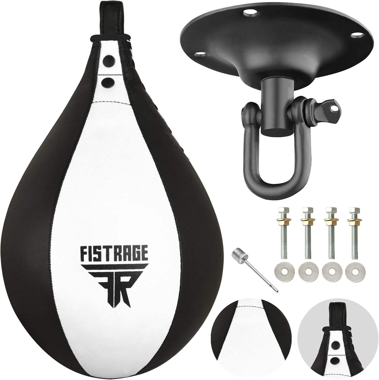 FISTRAGE – Bolsa de velocidad de cuero ligera, pelota de boxeo MMA, Muay Thai, entrenamiento de boxeo, Dodge Striking con colgante gratuito, kit de