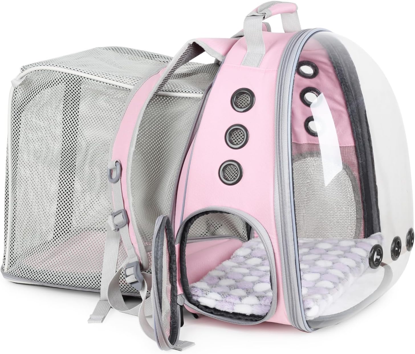 Lollimeow Mochila expandible de burbujas para gatos y perros (cuadrado expandible, rosa)