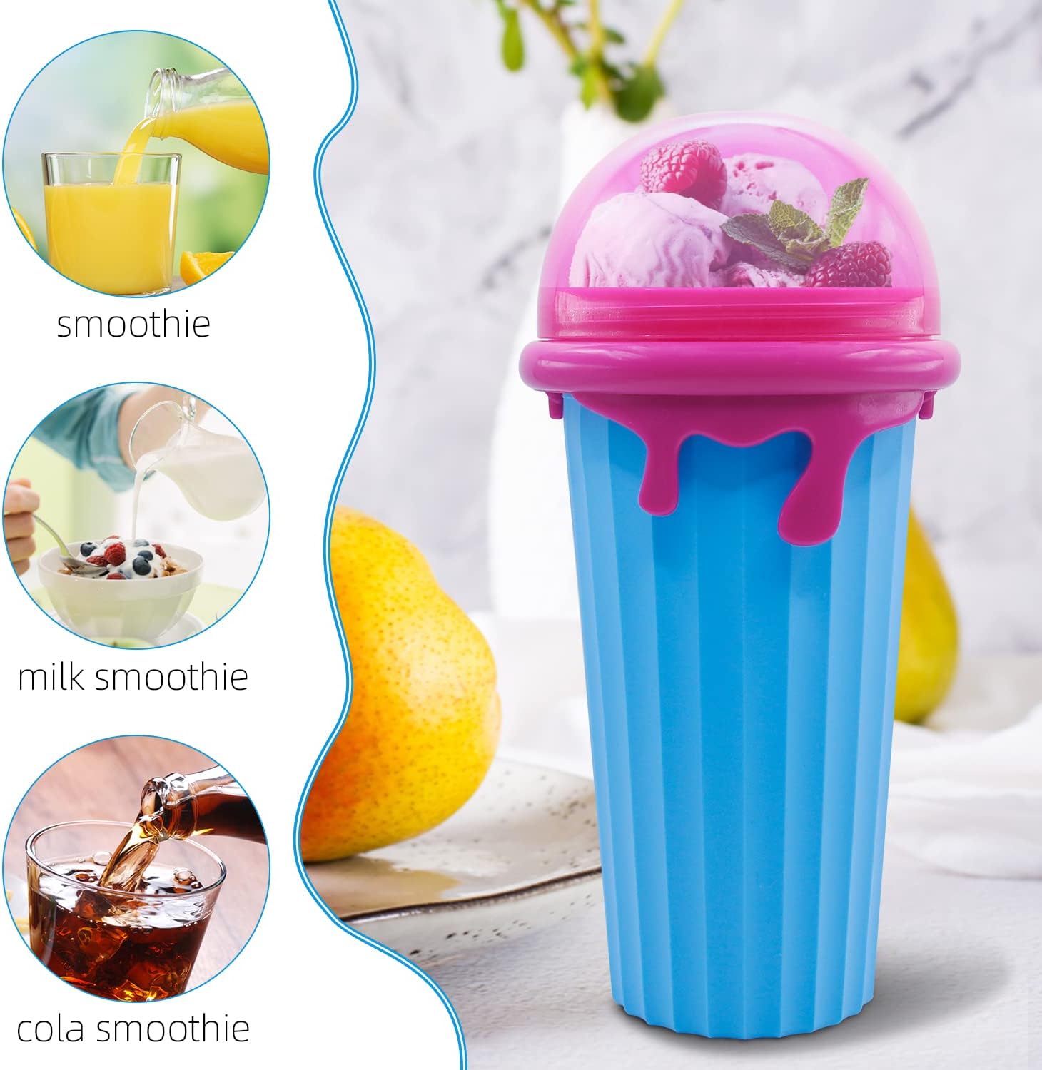 Upgrade 500ML Vaso para hacer granizados TIK TOK Frozen Magic Squeeze Cup  Batido de leche granizado de enfriamiento rápido para batidos de helado