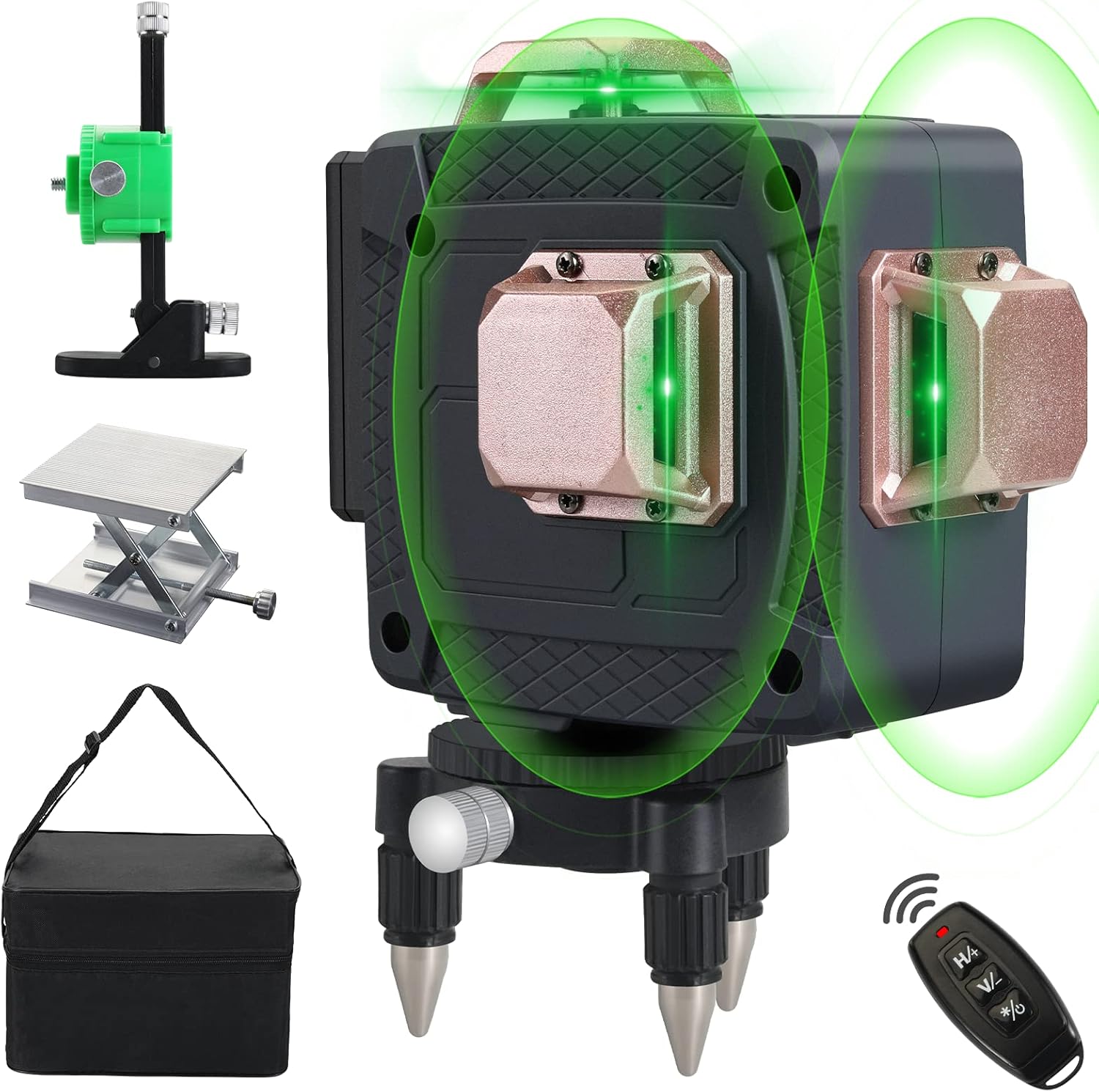 3 niveles láser 360, láser de línea 3D Fancyall con control remoto, nivel láser autonivelante cruzado, línea láser verde horizontal y vertical,