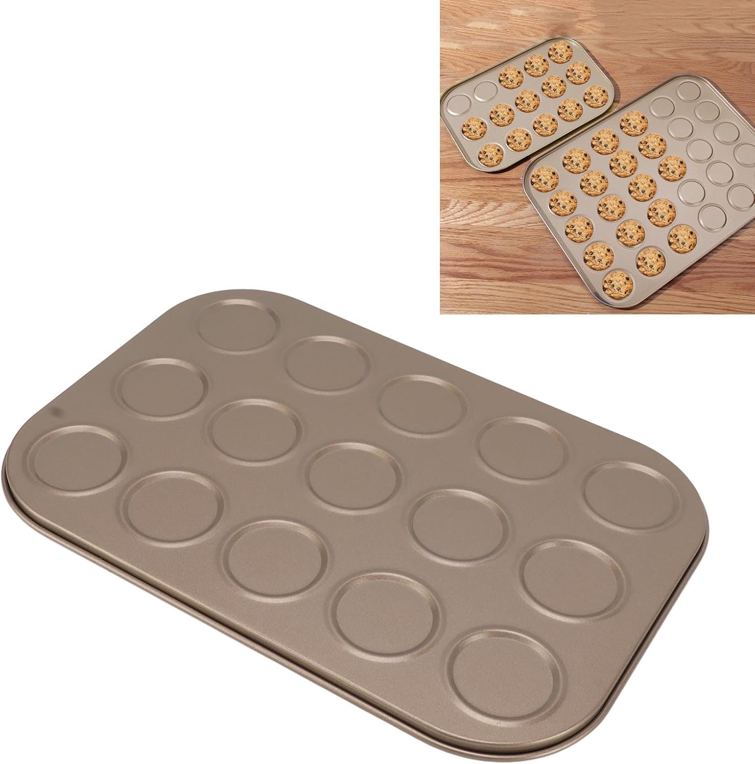 Luqeeg Molde superior para magdalenas, material de acero al carbono, revestimiento antiadherente, distribución uniforme, bandeja para magdalenas