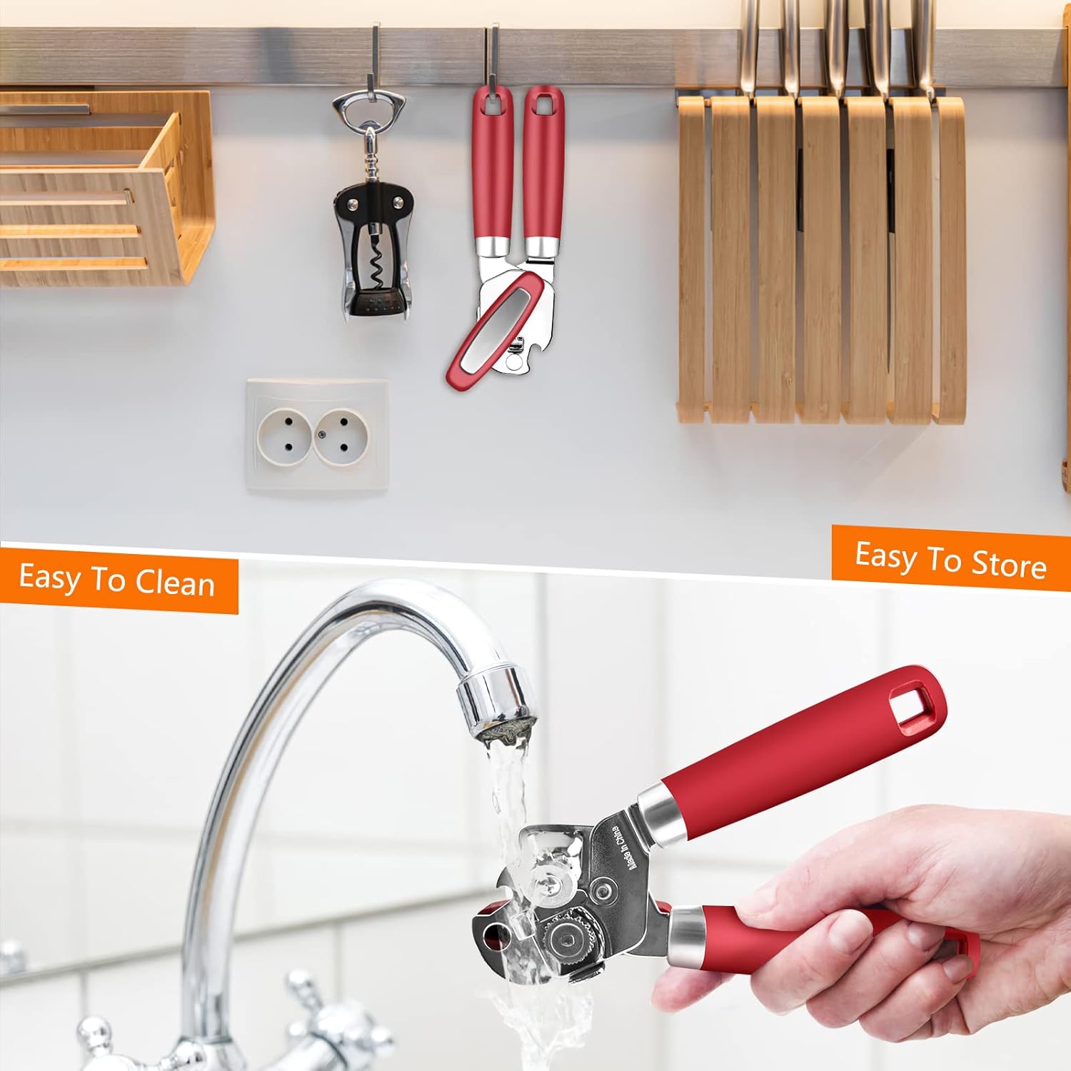 Abrelatas profesional, 3 en 1, multifuncional, manual, abrelatas, abrebotellas, acero inoxidable duradero, resistente, borde liso para cocina, apto