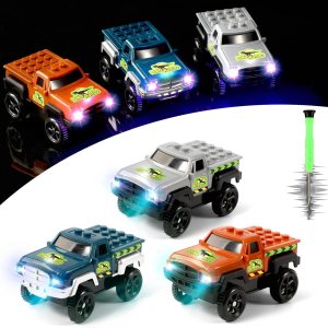 Reemplazo de autos de pistas solo para pista mágica, funciona con pilas Snap and Glow Trax, luz LED, accesorios de coche de carreras que brillan en Reemplazo de autos de pistas solo para pista mágica, funciona con pilas Snap and Glow Trax, luz LED, accesorios de coche de carreras que brillan en