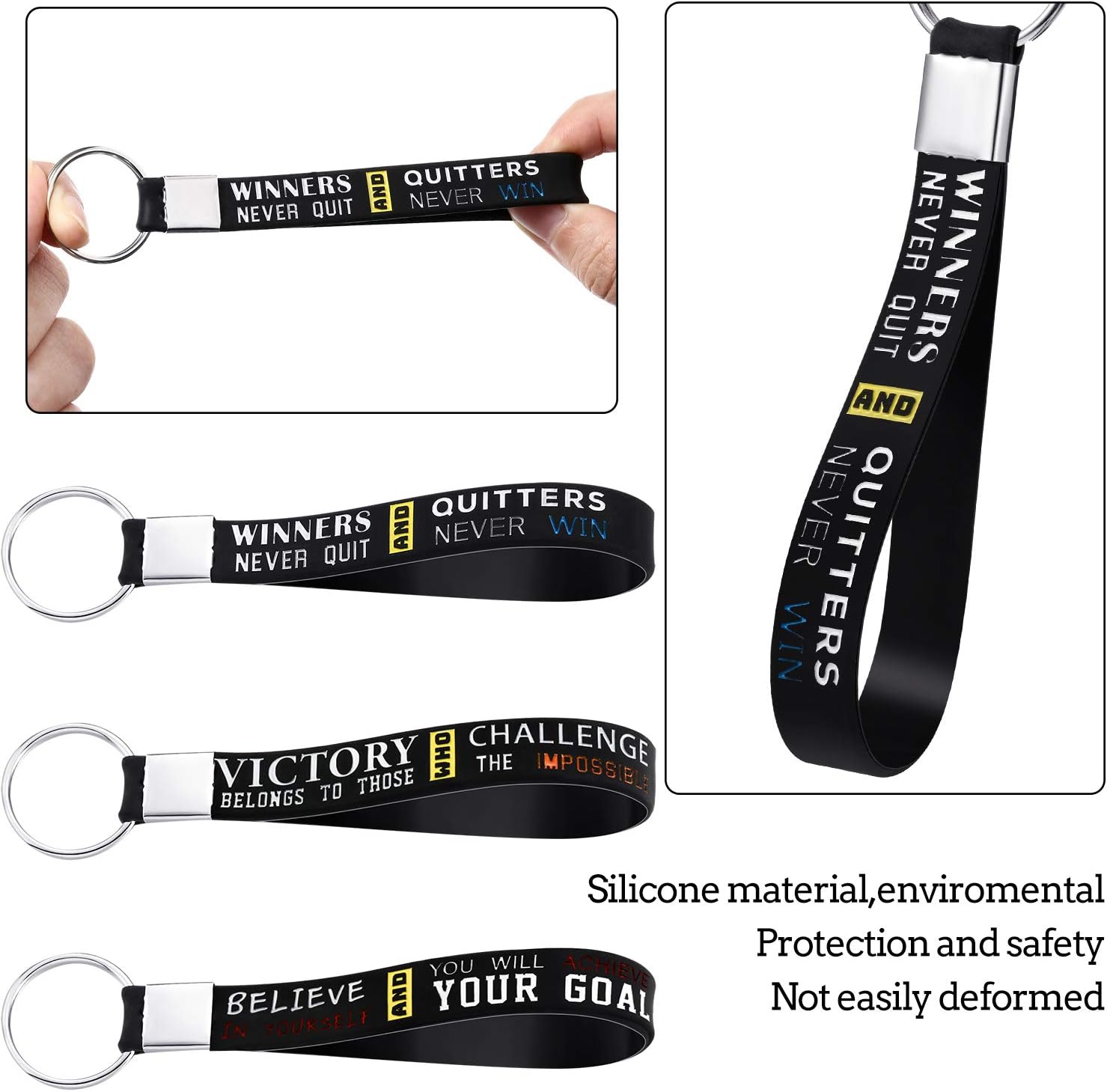 Hicarer 24 llaveros de silicona para voleibol, con citas motivacionales, para fiestas deportivas, regalos de voleibol, Negro –