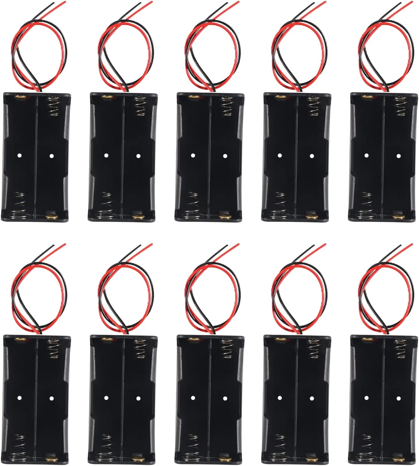 DIANN 10 soportes de batería 18650 2 ranuras 3.7V 18650 soporte de batería 18650 con cables