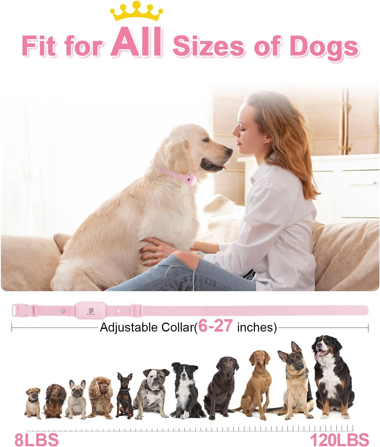 Bousnic Collar de choque para perros  Collar de entrenamiento eléctrico impermeable recargable con control remoto para perros pequeños, medianos y