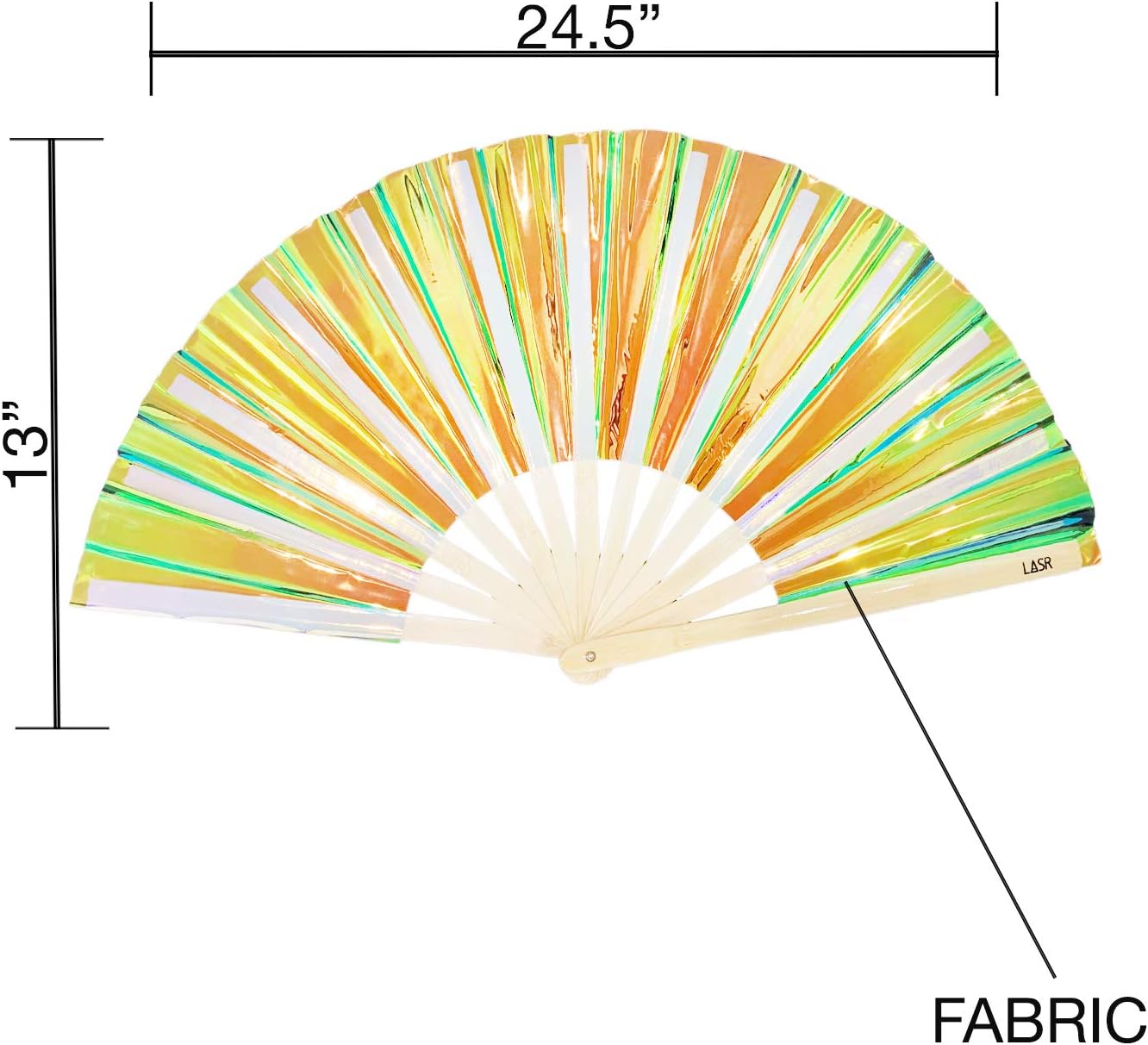 LASR Ventilador de mano líquido de onda de choque iridiscente para festival, equipo rave, exclusivo