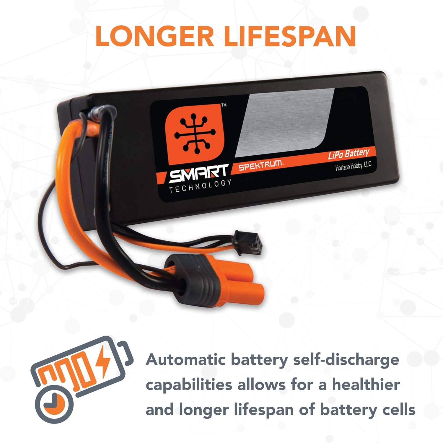 Spektrum Batería inteligente RC LiPo 5000mAh 2S 7.4V 30C con conector IC3 (compatible con EC3), estuche rígido, SPMX50002S30H3, negro
