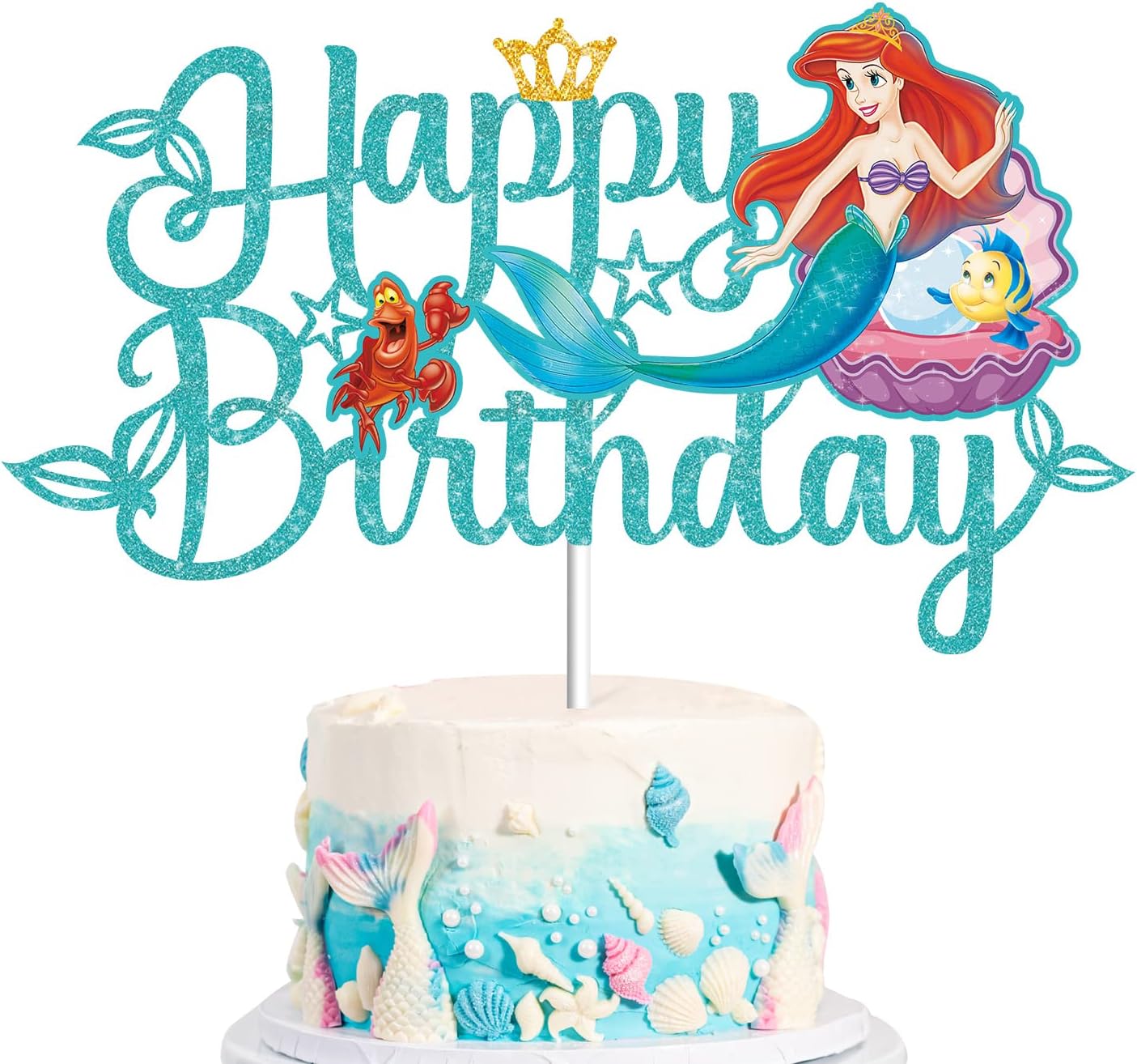 Decoración para pastel de sirena, decoración de pastel de sirena, Ariel, decoración de pastel de sirena, decoración de pastel de fiesta de sirena,