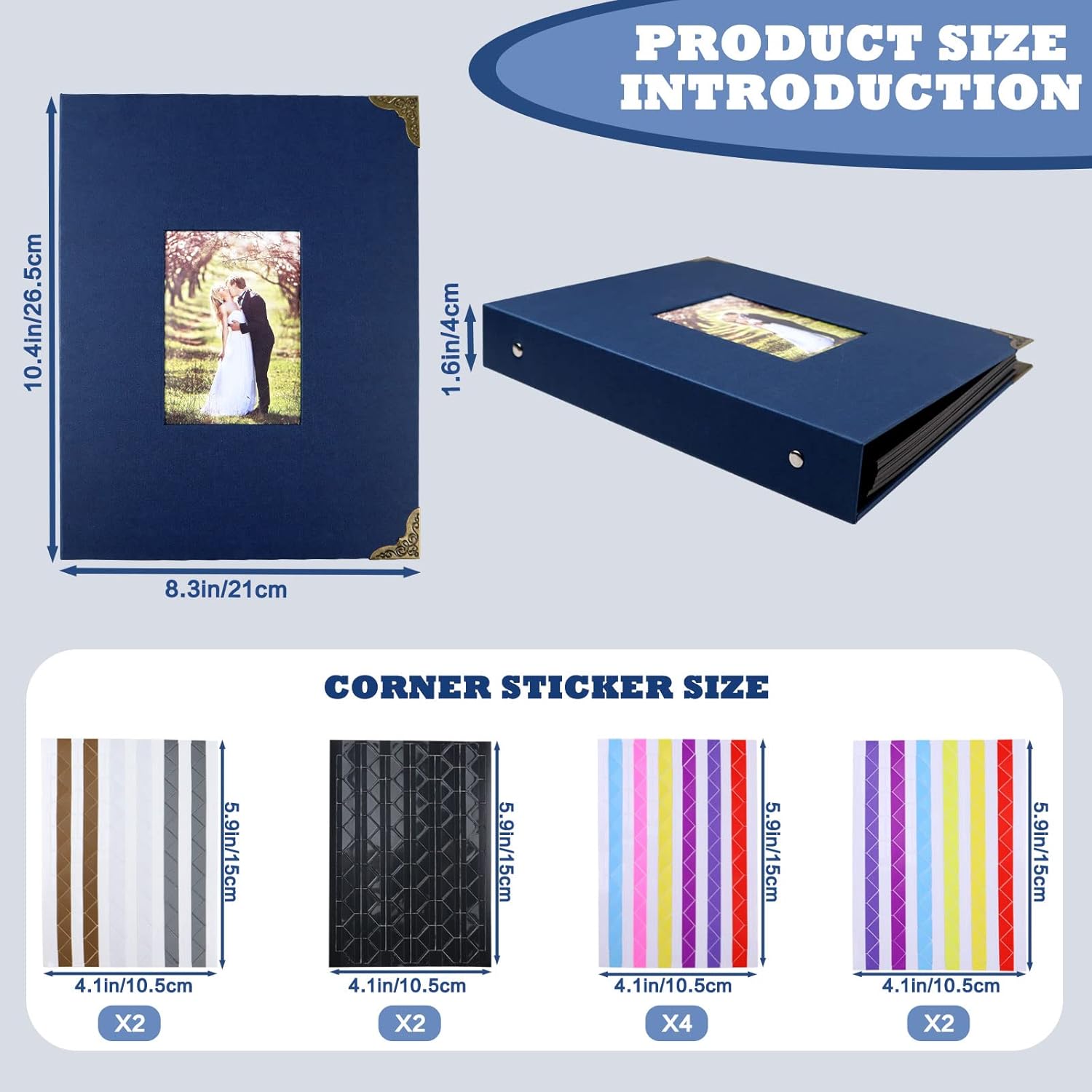 LELE LIFE Álbum de recortes – Álbum de fotos de tapa dura de 6 x 10 pulgadas, con 60 páginas de papel súper grueso de 12.35 ozm, carpeta de 3