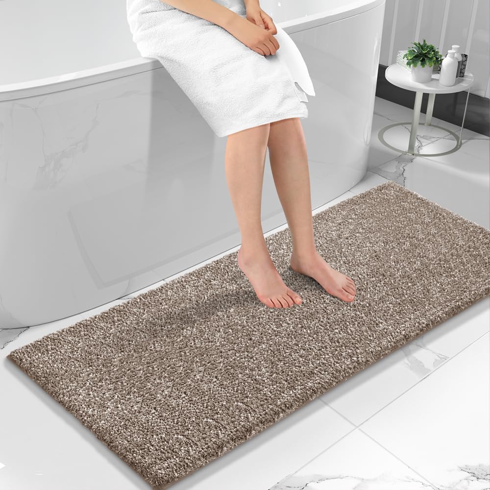 Yimobra Alfombras de baño, extra suaves y cómodas, antideslizantes, absorbentes de agua y gruesas, lavables a máquina, alfombras peludas para ducha