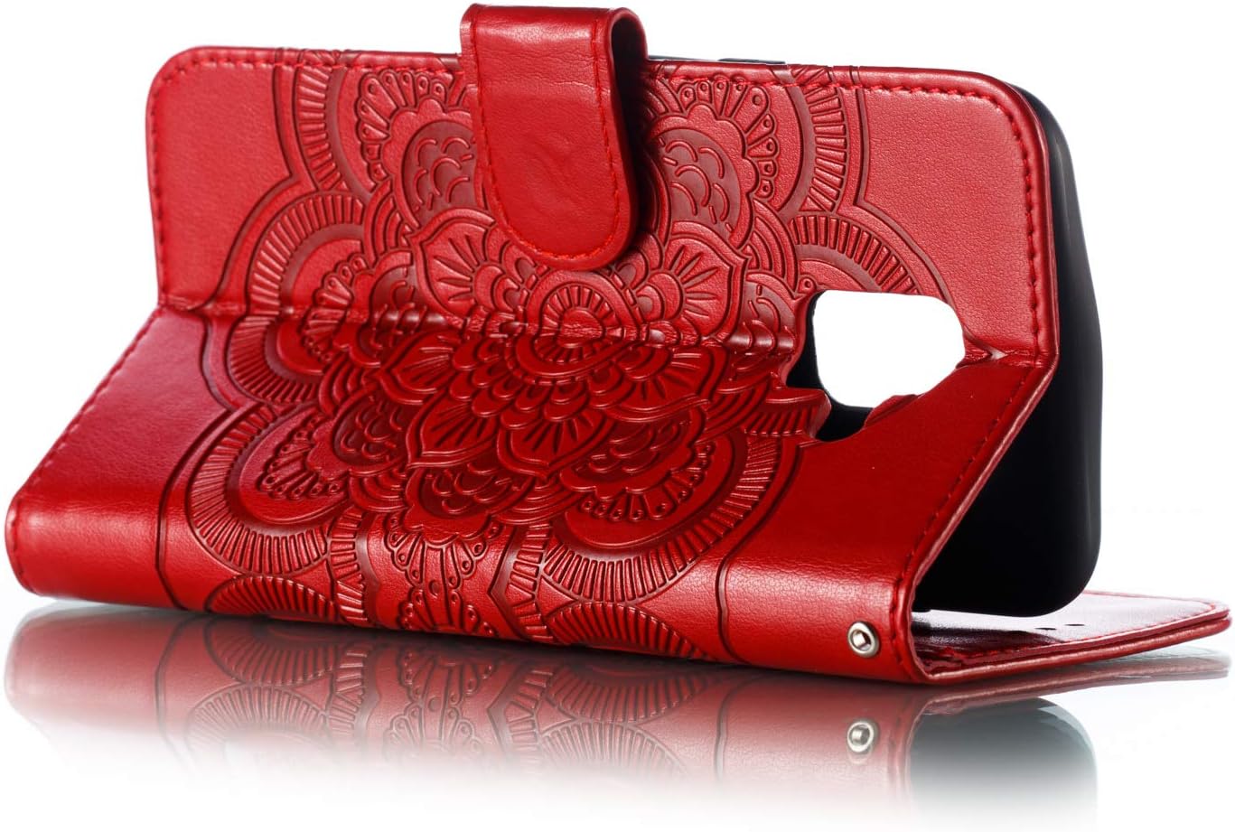 LEECOCO – Funda para Samsung A6 2018 con diseño de mandala en relieve de lujo de piel sintética con tapa para cuaderno, cartera con soporte