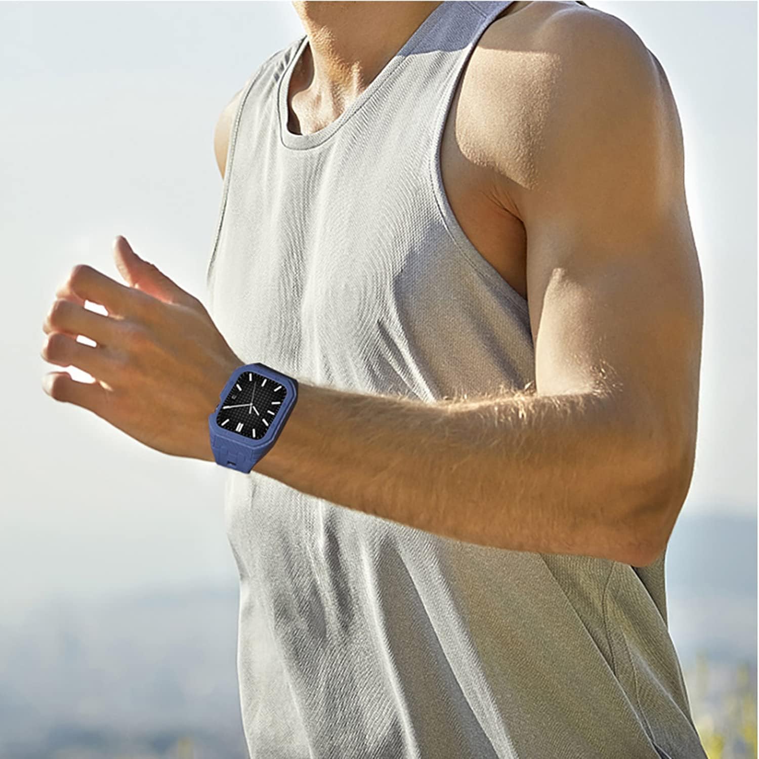Correa para Apple Watch de 1.772 pulgadas con pulseras, funda protectora completa resistente y correa de muñeca suave para hombres y mujeres, bandas