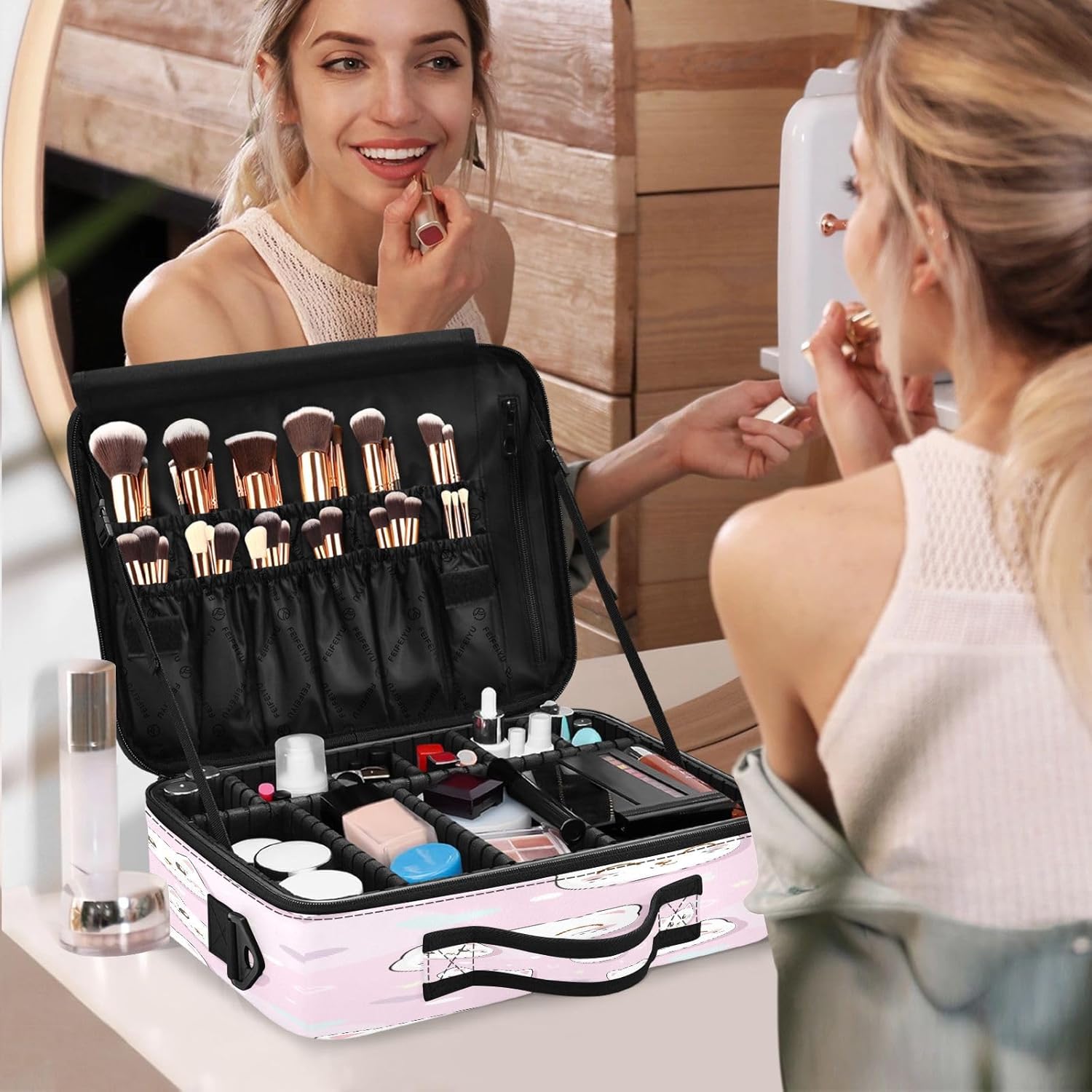 Pretty Kittens Cats Pink Sweet cosmetic bag toiletry bags for traveling toiletry bag with compartments makeup travel bags for women bolso para