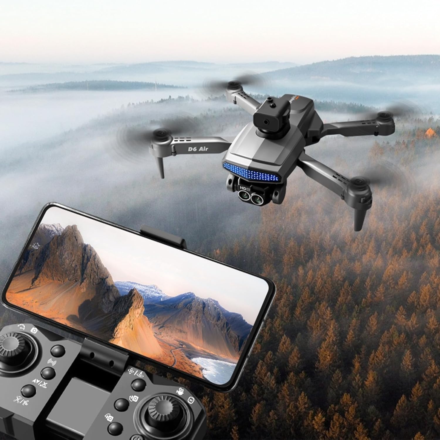 Drone RC Quadcopter con 4k HD Fpv Cámara Tres Lente Wifi Control Remoto Aéreo Drone Multirotors Start Speed Circle Fly Altitude Hold Modo sin cabeza
