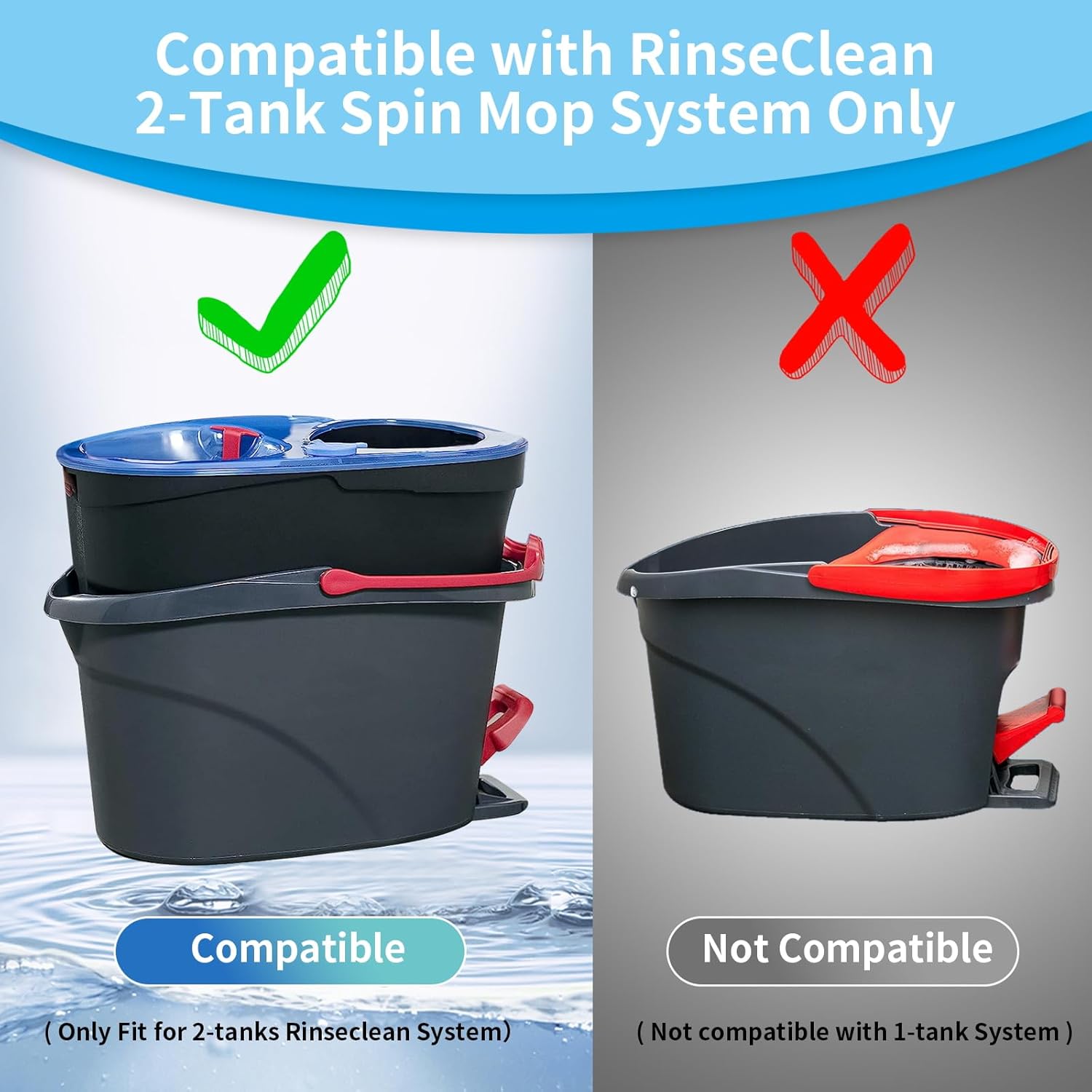 Paquete de 4 cabezales de repuesto para trapeador giratorio compatible con el sistema RinseClean de 2 tanques, solo repuestos de microfibra (4)