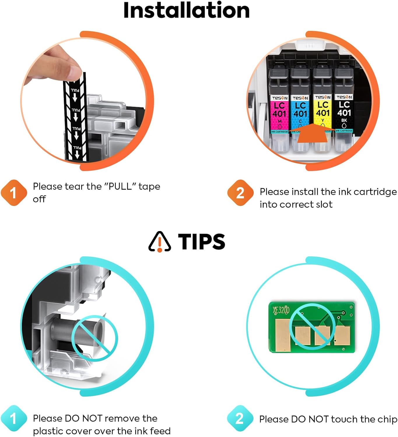 LC401 – Cartucho de tinta compatible con Brother LC-401 LC401XL LC401 XL para impresora Brother MFC-J1010DW MFC-J1012DW MFC-J1170DW negro, cian,
