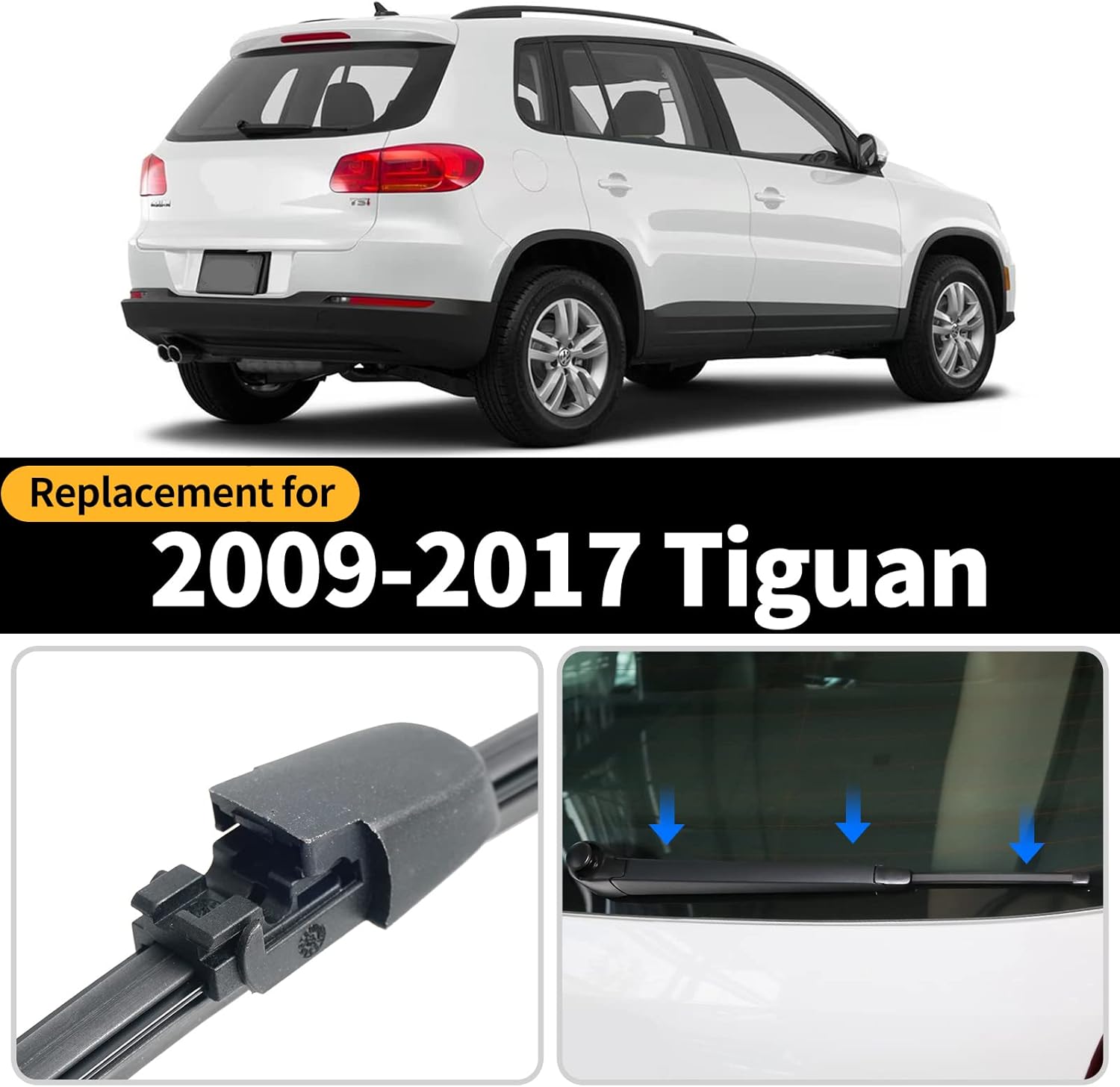 Repuesto para Volkswagen Tiguan 2009-2017 Conjunto de limpiaparabrisas trasero y brazo
