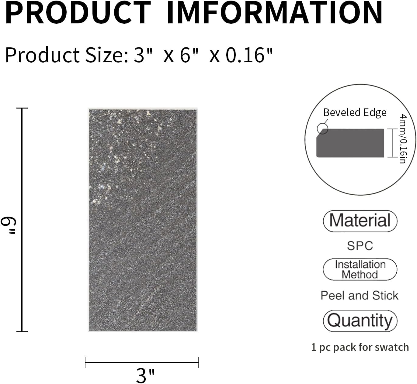 COLAMO Swatch – Azulejo rígido de metro grande de 3 x 6 pulgadas, para despegar y pegar, autoadhesivo, adhesivo en muro de cocina, superficie