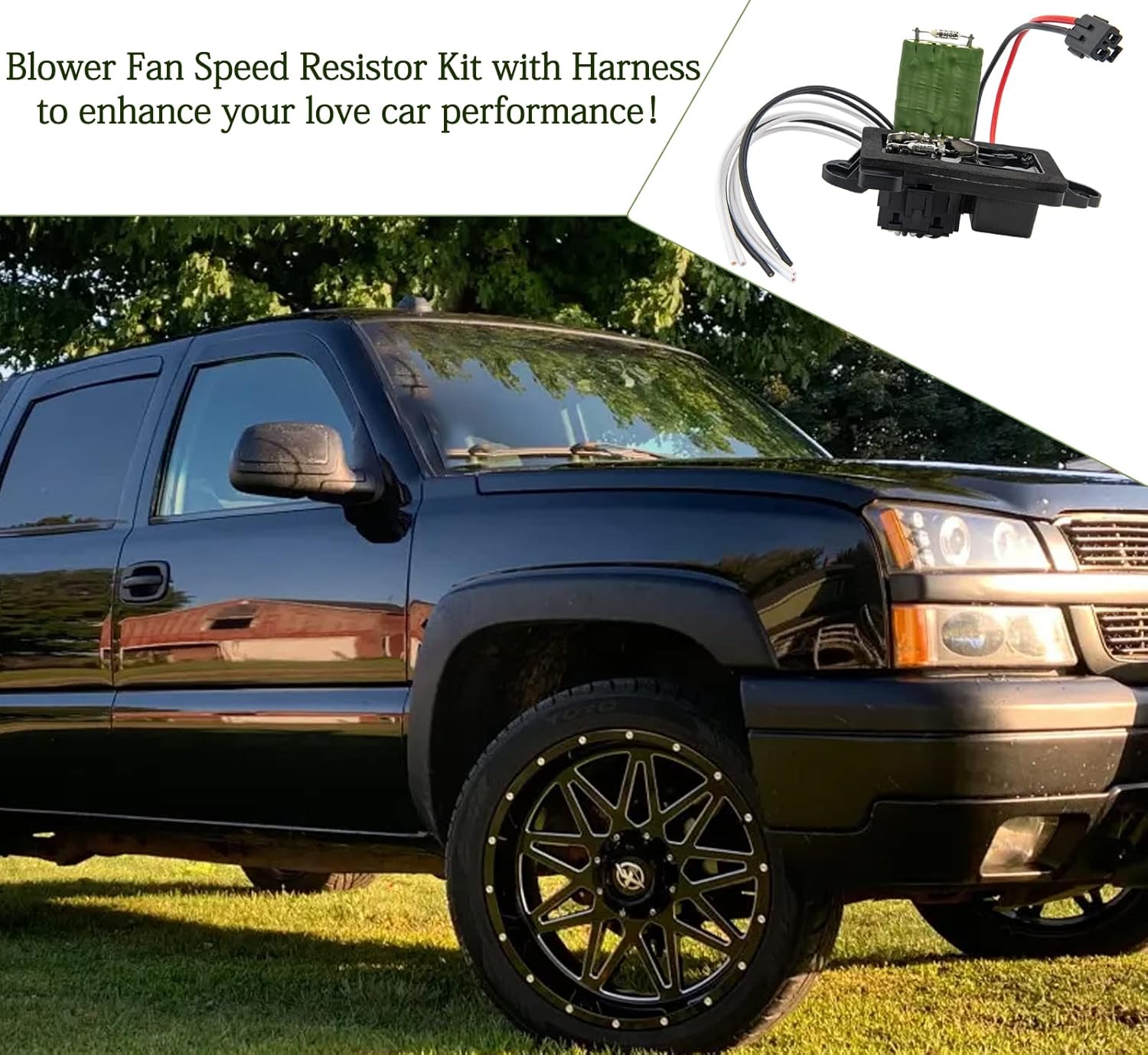 89019088 Resistencia del motor del soplador, kit de resistencia de velocidad del ventilador con arnés compatible con Chevy Silverado GMC Suburban