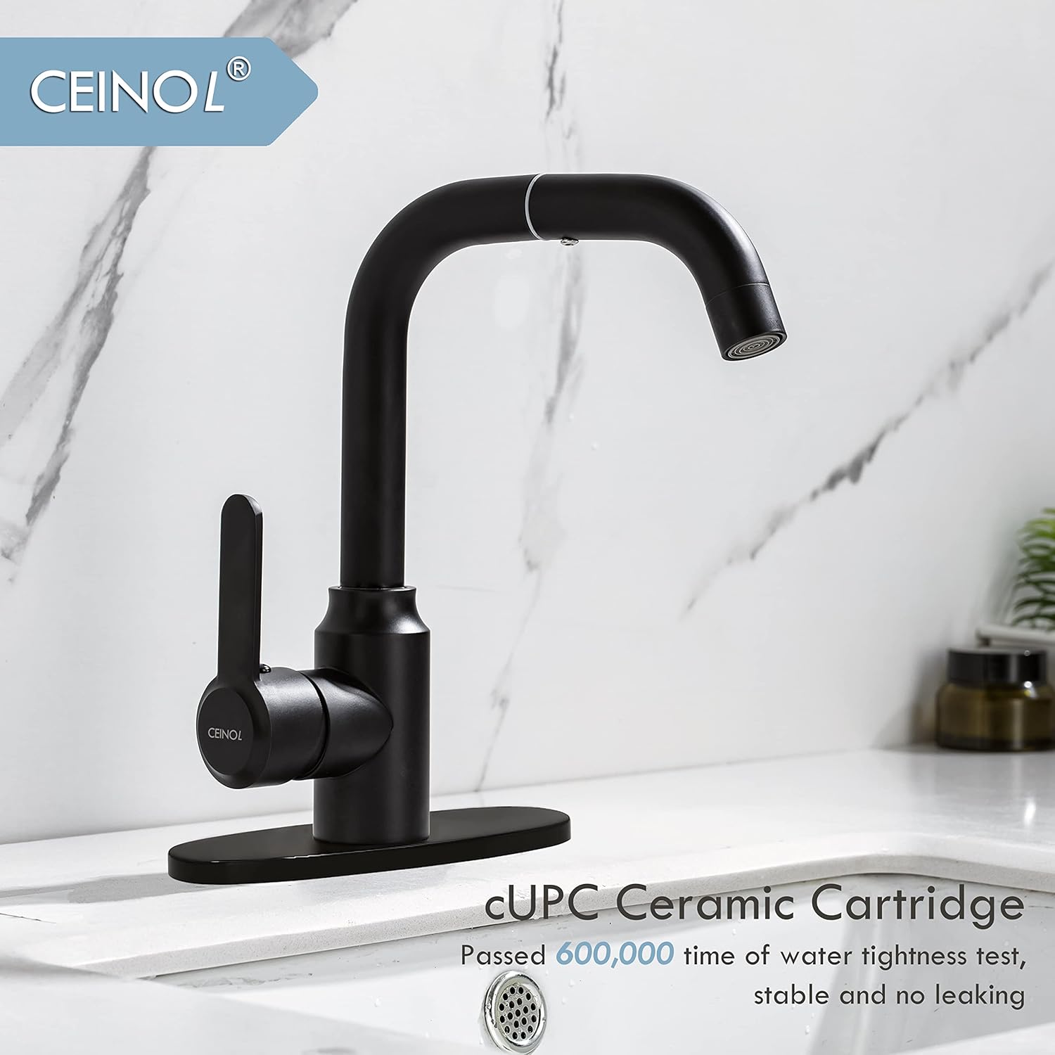 Grifo de baño para fregadero de 3 agujeros, grifo de lavabo de baño de 4 pulgadas, gira 1 agujero grifo de baño negro con cubierta