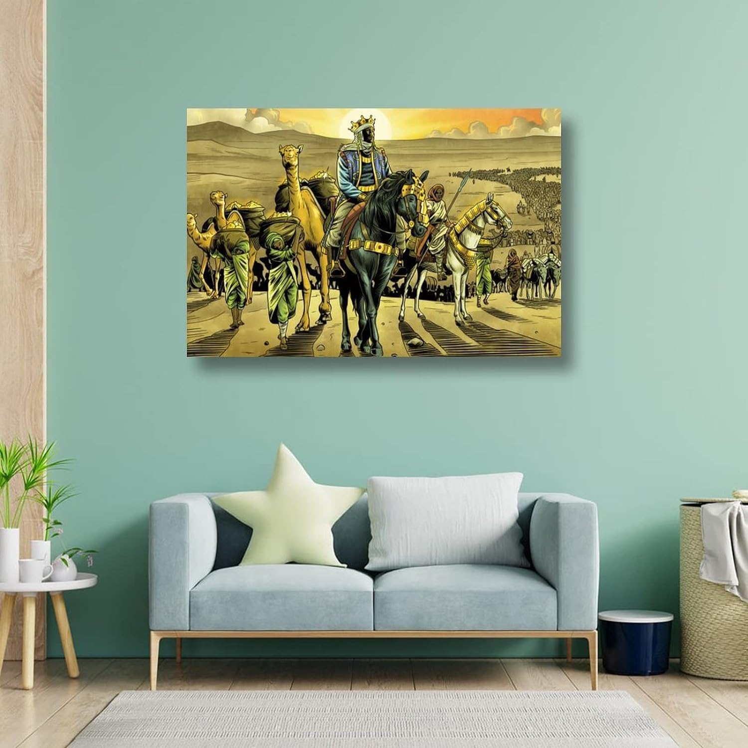 Mansa Musa – Póster de pintura en lienzo para pared, sala de estar, dormitorio, decoración moderna al óleo (marco, 08 x 12 pulgadas)