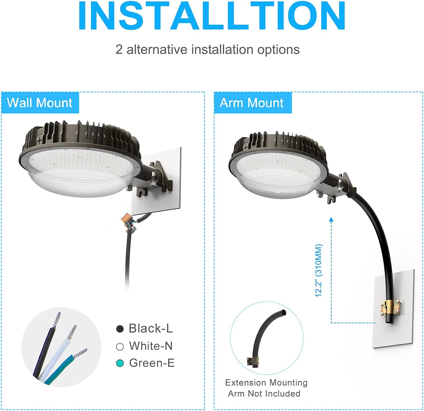 KUKUPPO Luz LED de granero con certificación ETL, 120 W, luz de atardecer a amanecer, 5000 K, luz diurna, 14400 lm, IP65, impermeable, luces de