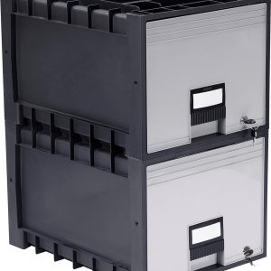 Storex Caja de almacenamiento de plástico con cerradura, tamaño carta, cajón de 18 pulgadas, negro, paquete de 2 (61178A02C) Storex Caja de almacenamiento de plástico con cerradura, tamaño carta, cajón de 18 pulgadas, negro, paquete de 2 (61178A02C)