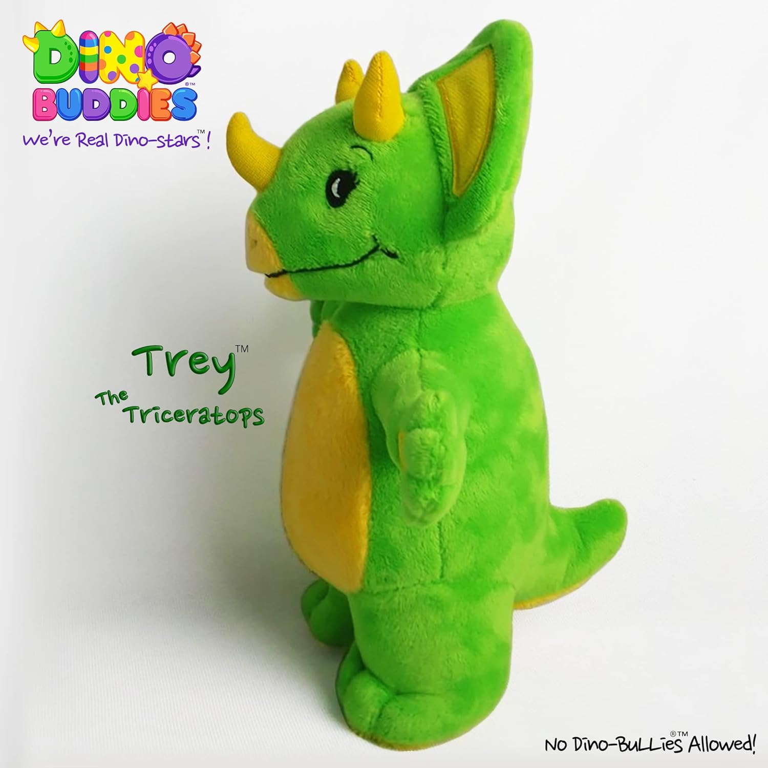 Dino-Buddies Lindo dinosaurio de peluche de juguete, Triceratops – Trey