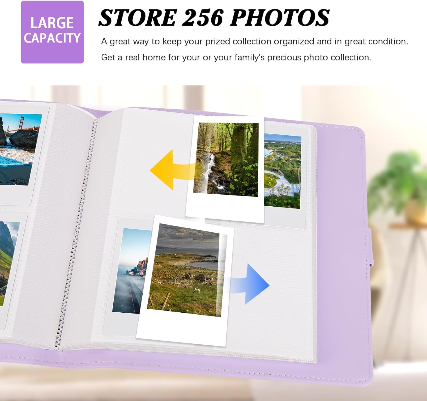 2 unidades de 256 álbumes de fotos para Fujifilm Instax Mini cámaraPolaroid imágenes de 2 x 3 pulgadas, álbum de fotos de 2 x 3 para cámara