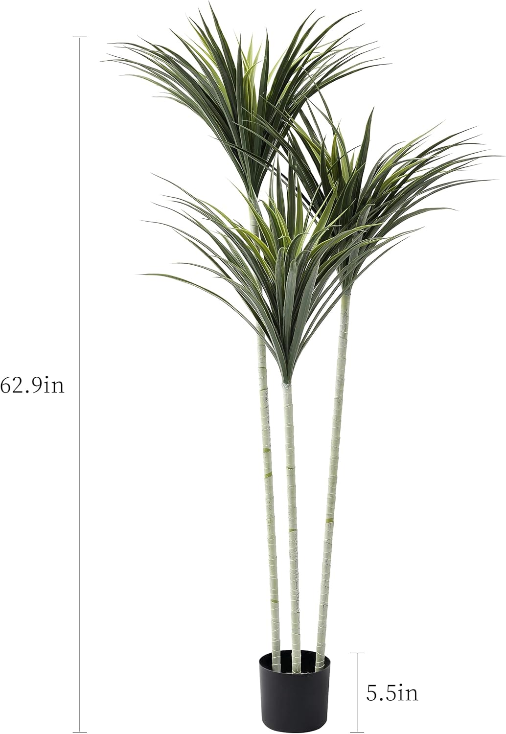 Planta de yuca artificial, árbol falso de 5.5 pies de alto, planta grande en maceta, decoración interior o excepcional