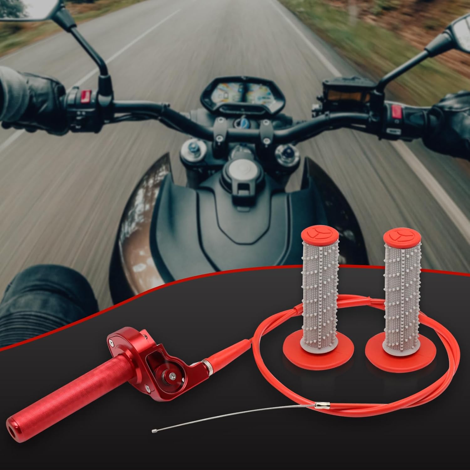 Agarre del acelerador para motocicleta de 78 pulgadas, 0.866 in, torcida rápida de aluminio CNC con cable de acelerador y agarre para manillar CRF50