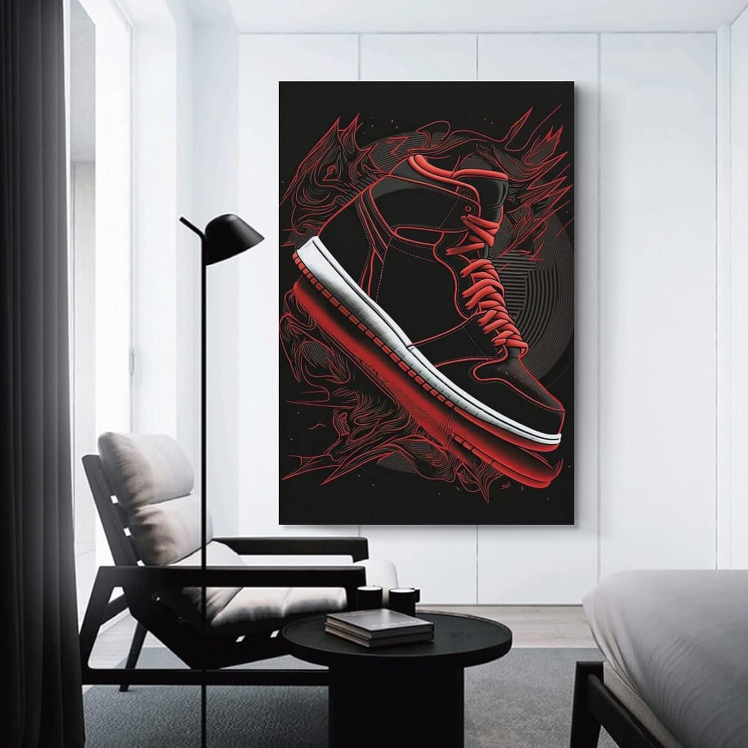 Pósteres de zapatos negros de moda, tenis negros, impresión en lienzo para decoración de habitación de niños, cuadros e impresiones artísticas de