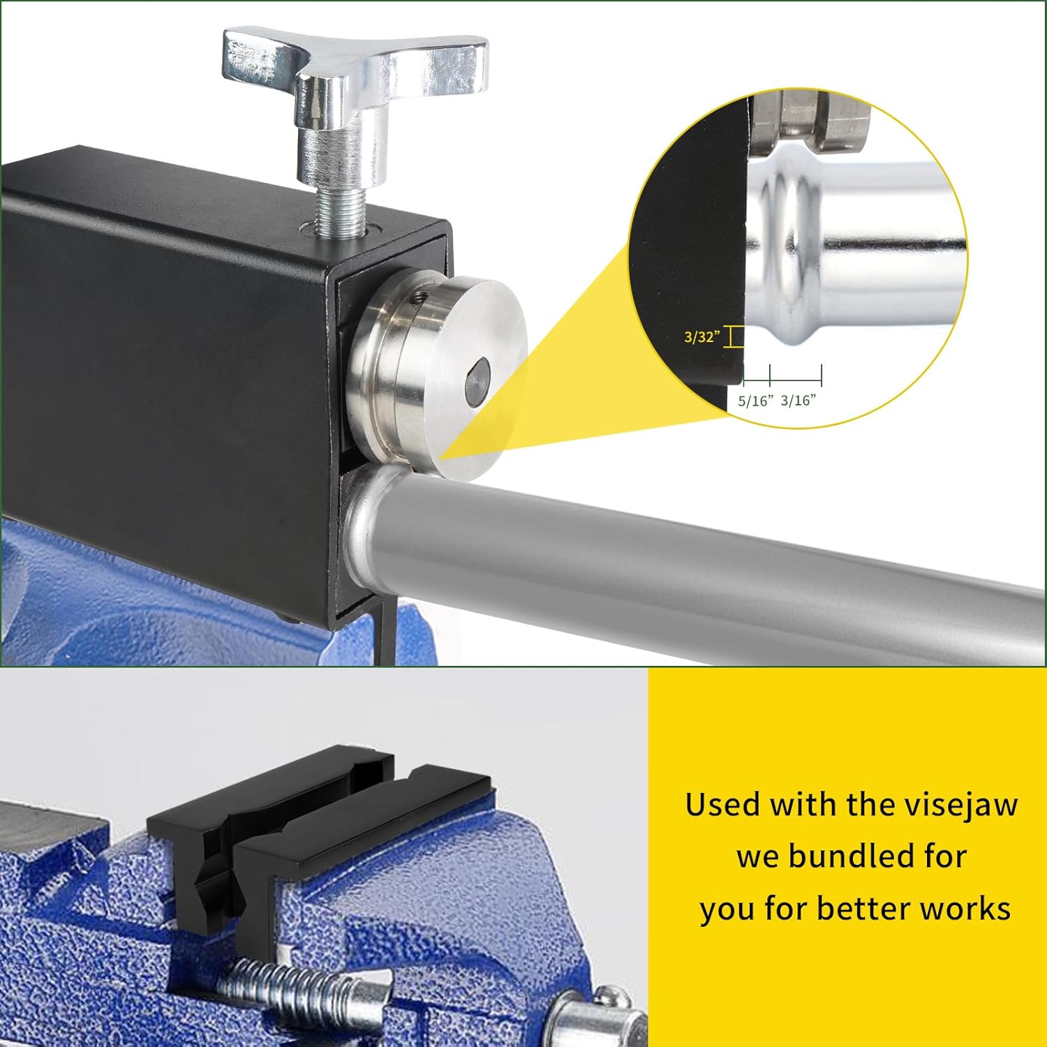 Rodillo de cuentas para tubería de tubo con almohadillas de mandíbula de tornillo de aluminio para tuberías de admisión e intercooler de 58″ a 2″ ID