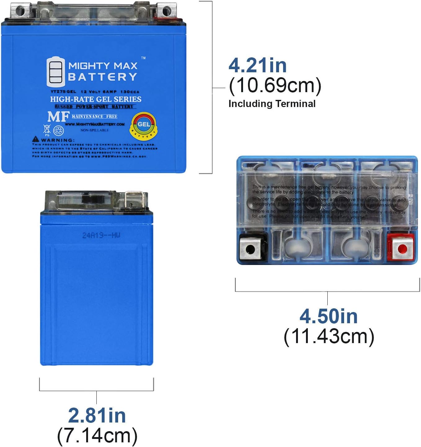 Mighty Max Battery Batería de gel de 12V 6AH para Honda 450 TRX450ER, TRX450R 2006-2012