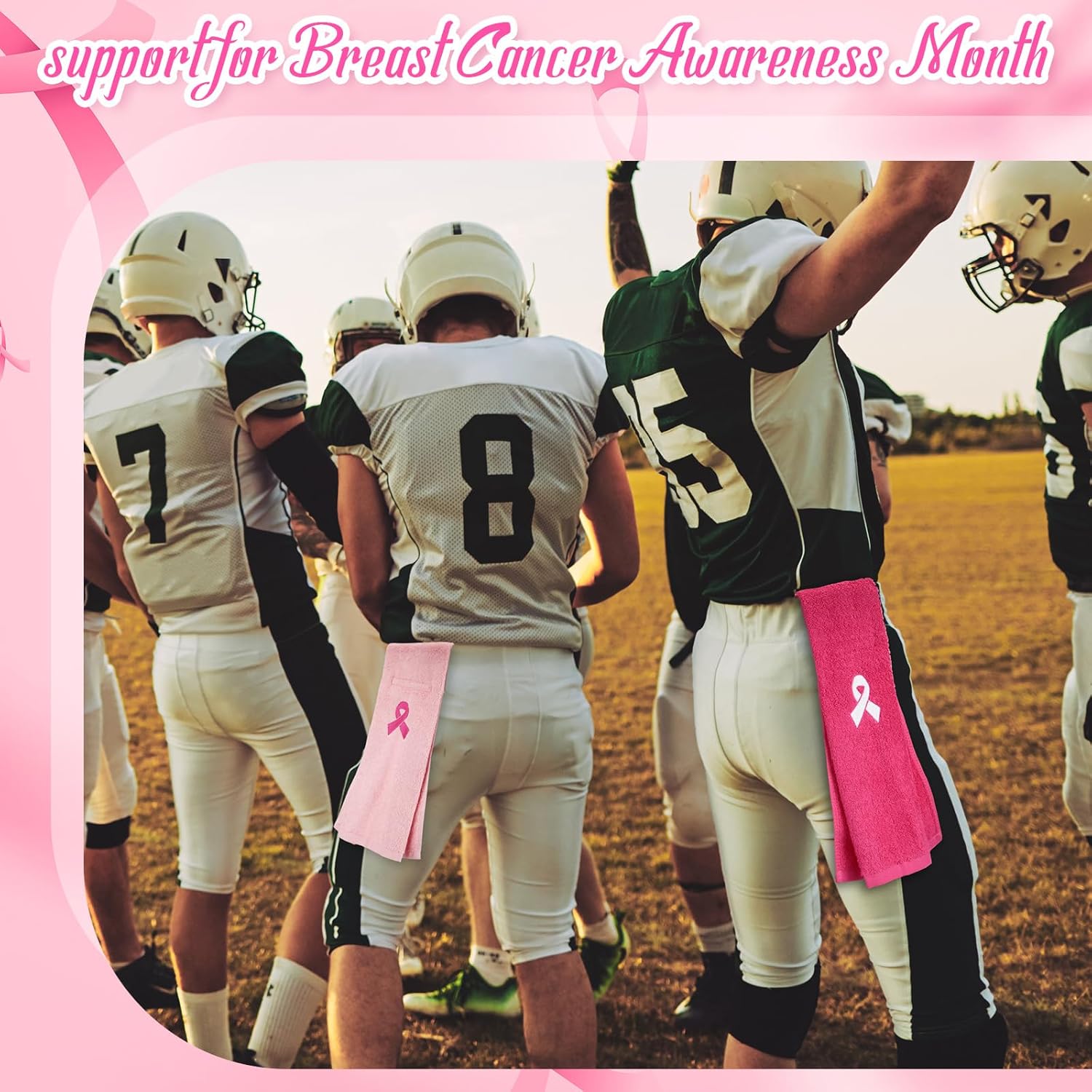 Preboun 8 toallas de fútbol con cinta rosa, toalla de campo de fútbol con cierre, accesorios de fútbol para jóvenes, hombres y mujeres, deportes,