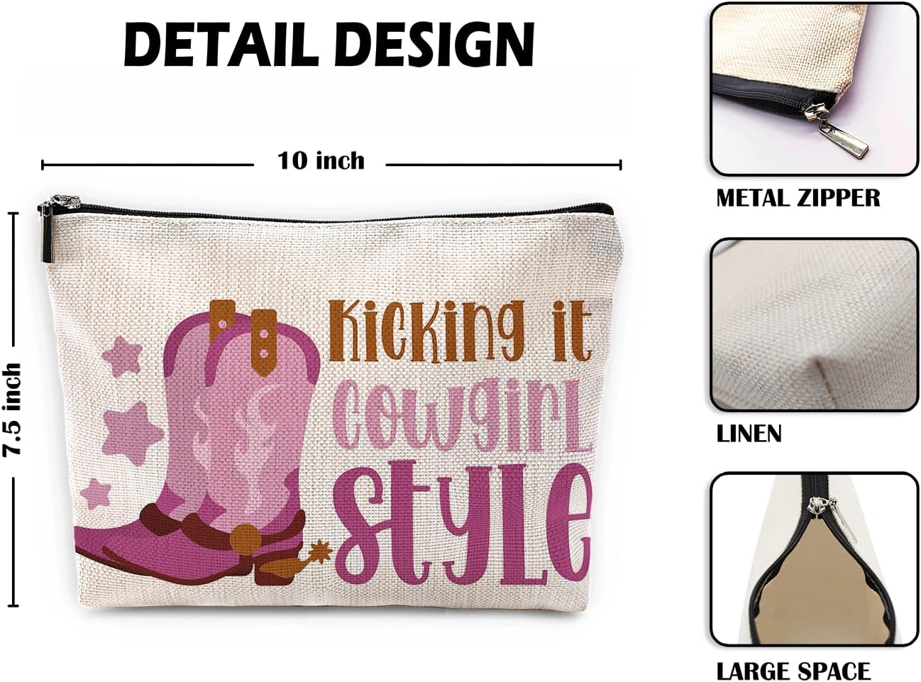 Sufamb Kicking It – Bolsa de maquillaje para botas vaqueras de color rosa intenso, bolsa de cosméticos para mujeres y niñas, regalos de cumpleaños