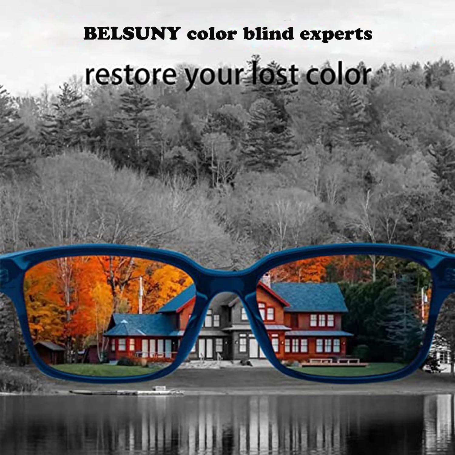 Belsuny Lentes daltónicos de doble capa para hombres y mujeres con ceguera roja-verde, bloqueo de luz azul