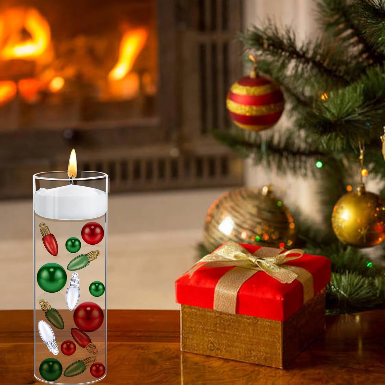 10126 piezas de decoración de jarrones de Navidad para velas flotantes, perlas de imitación, guirnalda de perlas para jarrones, centro de mesa de
